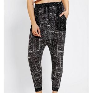 Urban outfitters black gray and white harem pants